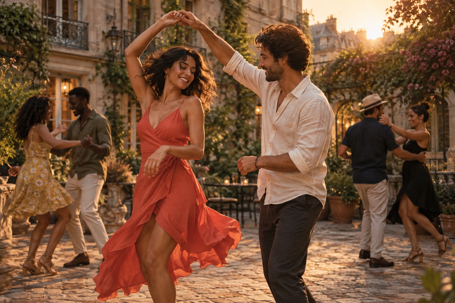 Danseurs partageant un moment sur la piste